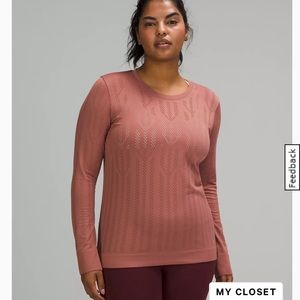 Lululemon Swiftly breathe long sleeve shirt fetching lines spiced chai size 6